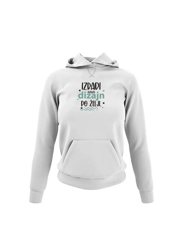 Ženska bijela hoodie majica s tvojim dizajnom u samo par klikova miša
