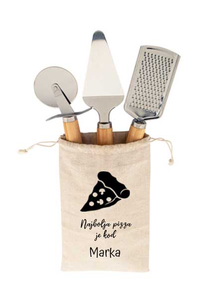 Set za pizzu s personaliziranim natpisom Najbolja pizza je kod [ime]