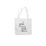 Platnena vrećica s natpisom Good food good mood – personalizirani poklon za ljubitelje hrane