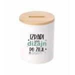 Personalizirana keramička kasica s bambus poklopcem i vlastitim dizajnom