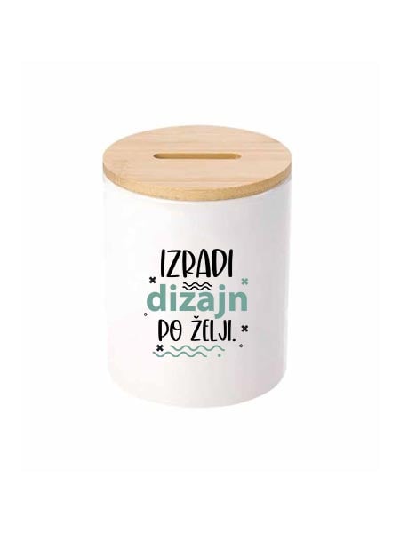 Personalizirana keramička kasica s bambus poklopcem i vlastitim dizajnom