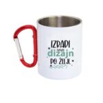 Personalizirana bijela metalna šalica s karabinerom u više boja