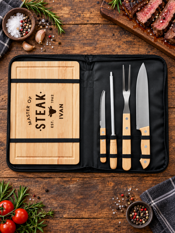 1. Steak Master set s noževima i personaliziranom daskom
