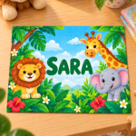 Personalizirane puzzle za djecu s imenom po želji i nasmijanim životinjama