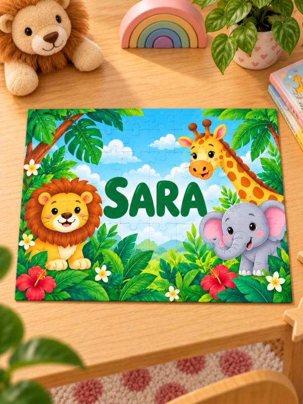 Personalizirane puzzle za djecu s imenom po želji i nasmijanim životinjama
