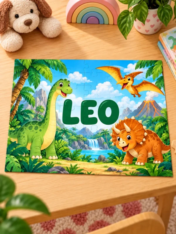 Personalizirane puzzle za djecu – Dinosauri s imenom