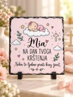 Foto kamen za krštenje s imenom i posvetom za dječake i djevojčice