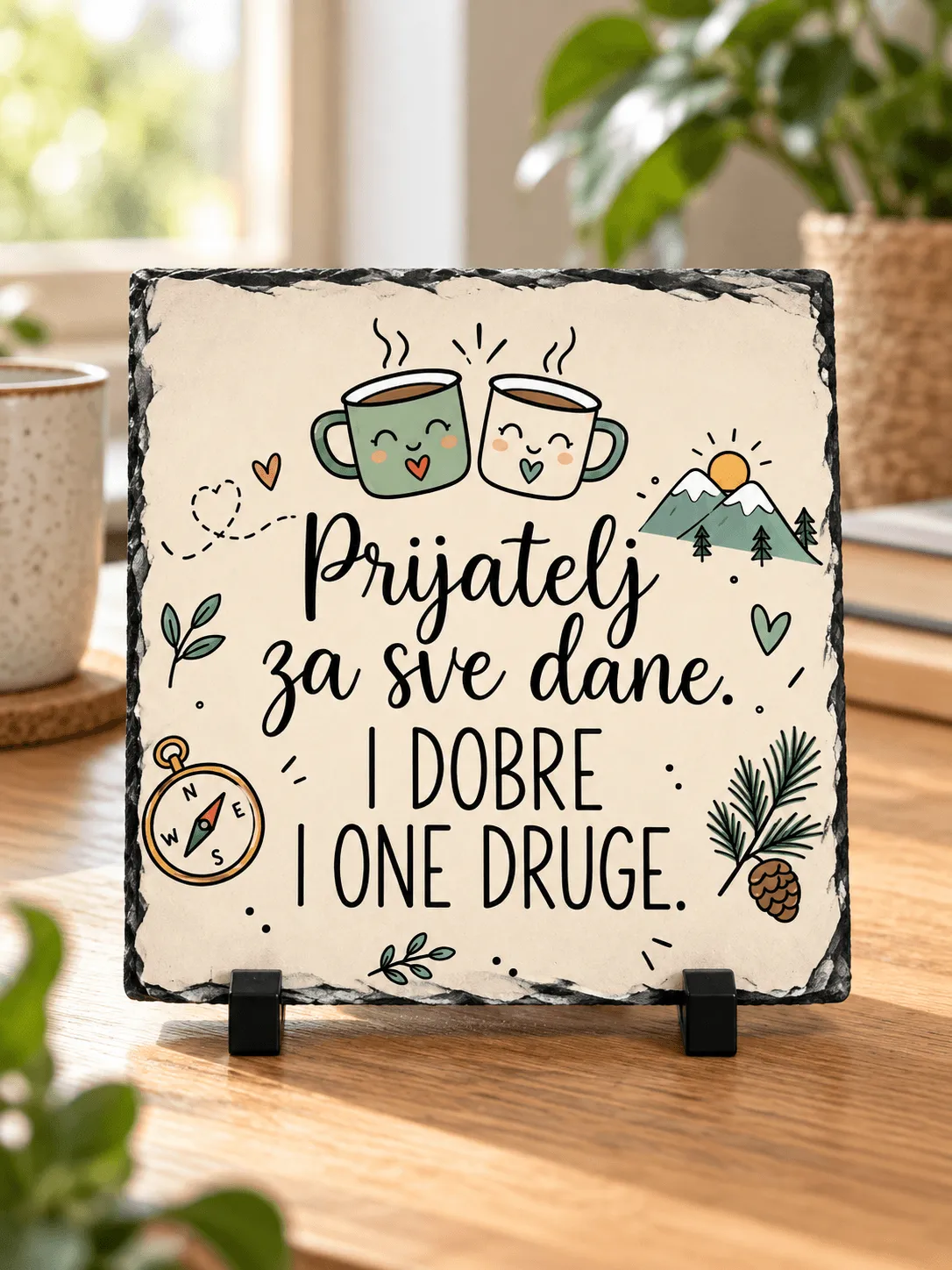 Pastel Friendship Photo Slate on Oak Desk-6 Personalizirani pokloni za prijatelja – foto kamen Prijatelj za sve dane