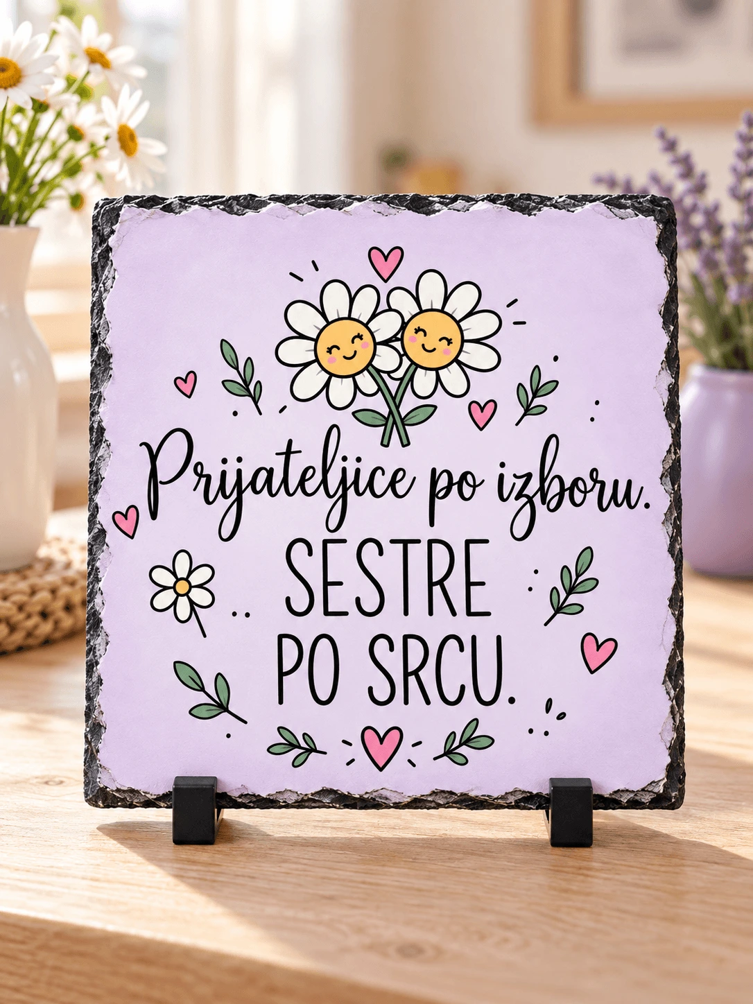 Pastel friendship message on square slate-5 Personalizirani pokloni za prijateljicu – foto kamen Prijateljice po izboru sestre po srcu