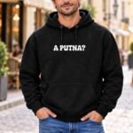 Crna muška hudica s bijelim natpisom A putna