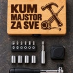 Set alata za kuma u bambusovoj kutiji s gravurom Kum majstor za sve