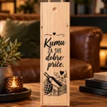 Unikatni pokloni za kuma – drvena kutija za vino Kumu za sve dobre priče