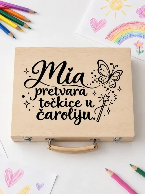 mia-tockice-carolija Personalizirani pokloni za djecu – set za crtanje s imenom po želji i leptirićem