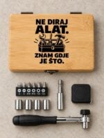 Personalizirani set alata u kutiji od bambusa s natpisom Ne diraj alat