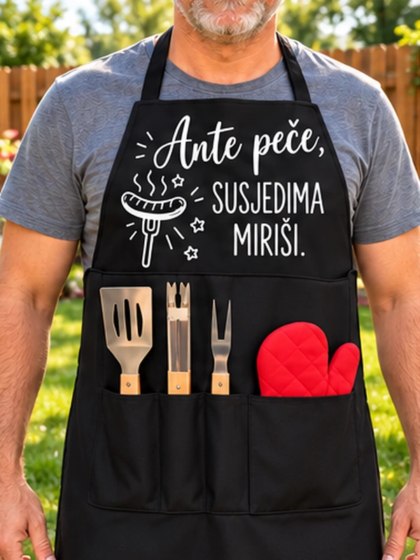 rostilj-se-pece-susjedima-mirisi Personalizirani pokloni za ljubitelje roštilja – pregača s imenom po izboru