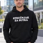 Crna muška hudica s bijelim natpisom Stručnjak za sutra