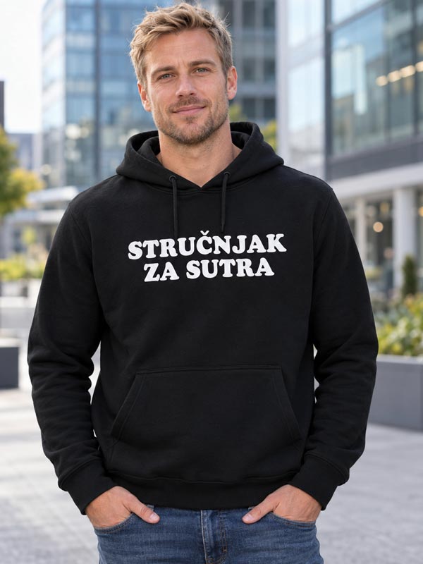 strucnjak-za-sutra Crna muška hudica s bijelim natpisom Stručnjak za sutra