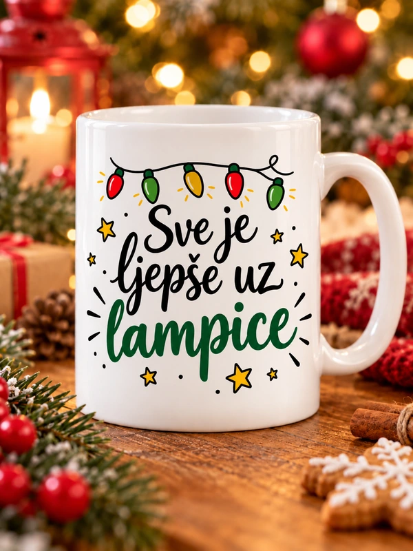 sve-je-ljepše-uz-lampice 1. Blagdanska šalica Sve je ljepše uz lampice kao ideja za poklon