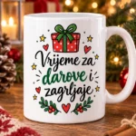 Božićna šalica „Vrijeme za darove i zagrljaje”