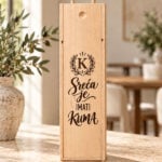 Drvena kutija za vino za kuma s gravurom Sreća je imati kuma